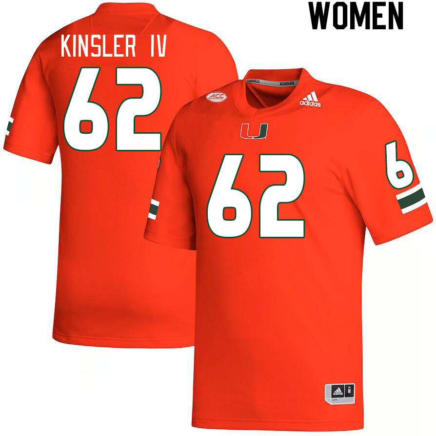 Women #62 Tommy Kinsler IV Miami Hurricanes College Football Jerseys Stitched Sale-Orange